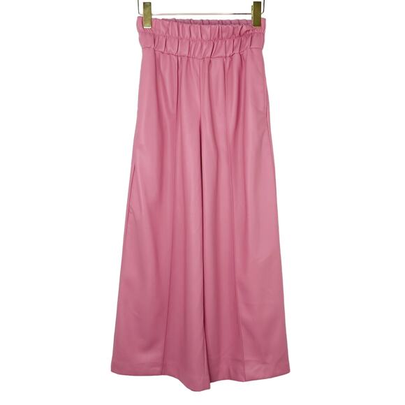 Express Super High Waisted Faux Leather Cropped Wide Leg Pants Pink Pants XS - Picture 5 of 11